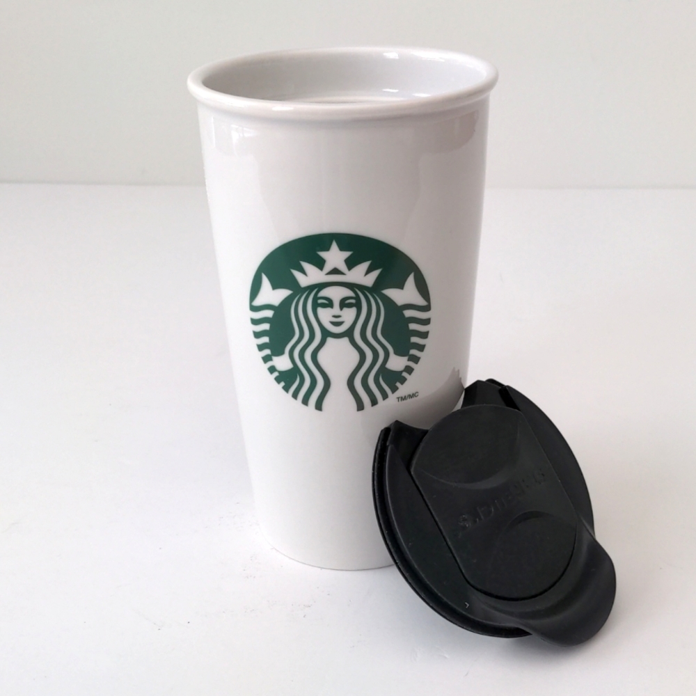 Starbucks Ceramic Travel Tumbler Coffee Mug 2011 Classic White NWOT